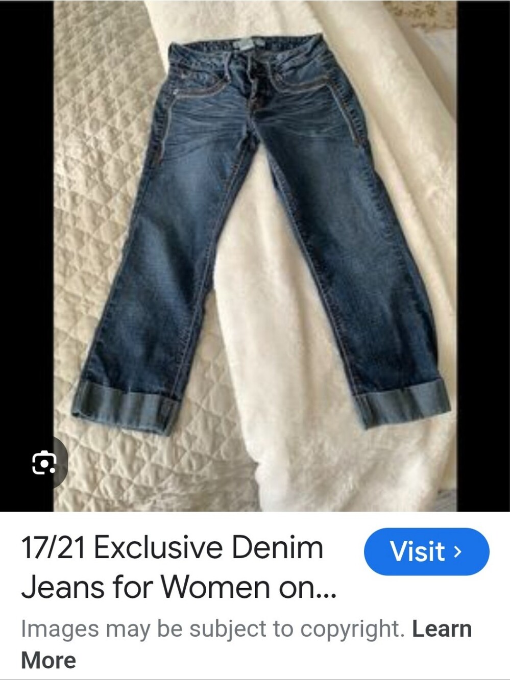 17/21 exclusive denim capris size 2 30”-22” inseam waist wrinkle look blue . 💐